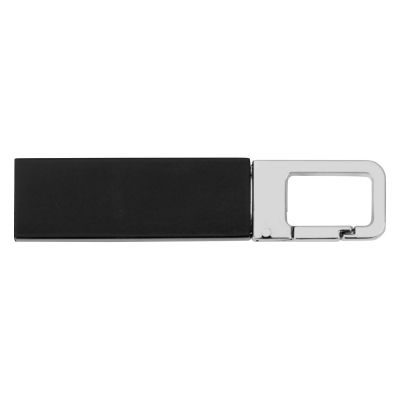 Флеш-карта USB 2.0 16 Gb с карабином Hook, черный/серебристый-1
