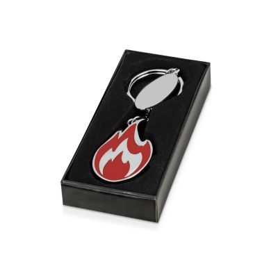 Брелок с шильдом,  красный/серебристый-2