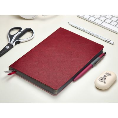 Ежедневник А5 датированный Boston 2026, бордовый с серым обрезом-11