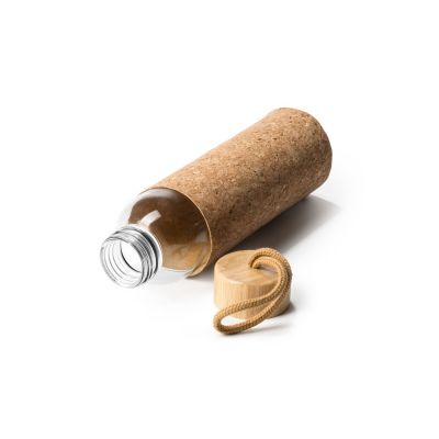 Бутылка стеклянная LAWAS в чехле из натуральной пробки, 500 мл, прозрачный/бежевый-1