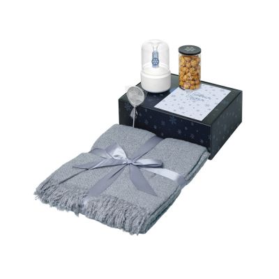 Подарочный набор с пледом, увлажнителем и попкорном, серый-0