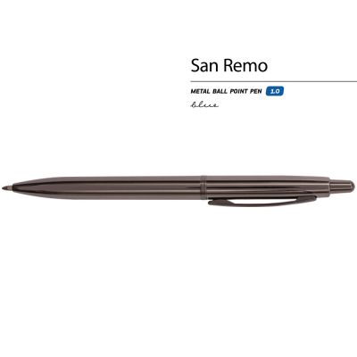 Ручка металлическая шариковая San Remo, вороненая сталь-1