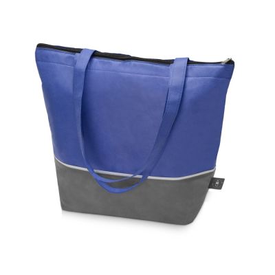 Сумка-холодильник Reviver с длинными ручками из нетканого переработанного материала RPET, синий/серый-0