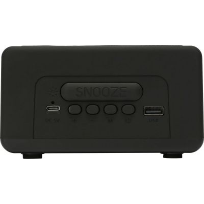 Беспроводная колонка с часами и функцией беспроводной зарядки Sentry, черный-7