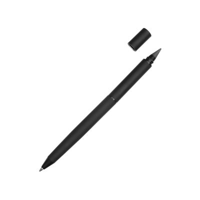 Металлическая ручка и вечный карандаш Gauguin, софт-тач, черный-0