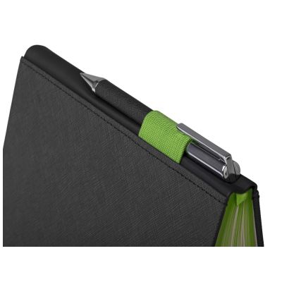 Бизнес блокнот Bossy с ручкой, черный и зеленое яблоко-3