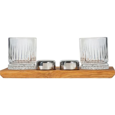 Набор для виски и коктейлей на подставке из дуба Savour-1
