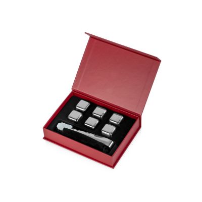 Набор для виски со стальными охлаждающими камнями, щипцами, мешочком в коробке, кашированной картоном.-0