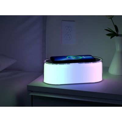 Ночник с беспроводной зарядкой и RGB подсветкой Miracle, 15 Вт, белый-6