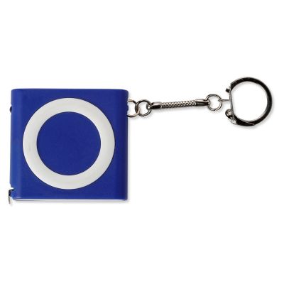 Брелок-рулетка с фонариком. 1 м., синий/белый-3