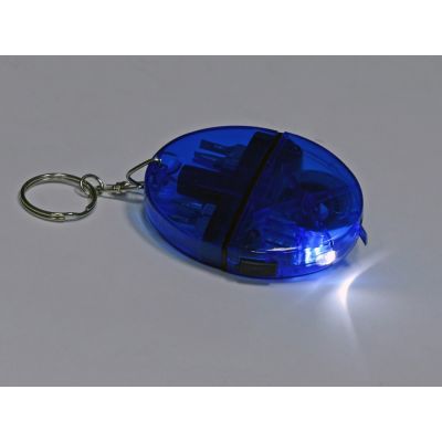 Брелок-рулетка с набором отверток и фонариком, синий-3