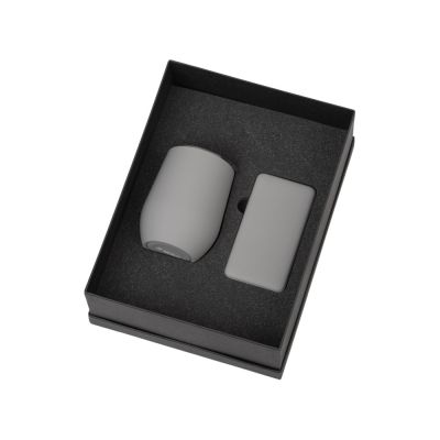 Подарочный набор с термокружкой и повербанком С2, 10000 mAh, серый-1