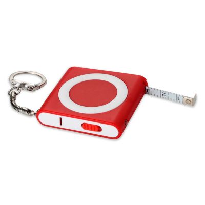 Брелок-рулетка с фонариком, 1 м., красный/белый-2