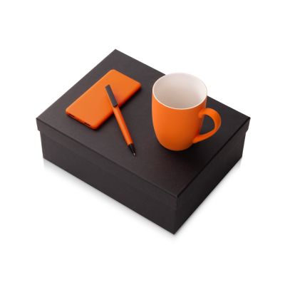 Подарочный набор c кружкой, пластиковой ручкой и повербанком С1, 5000 mAh, оранжевый-0