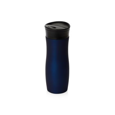 Вакуумная термокружка с кнопкой Streamline, Waterline, soft-touch, тубус, темно-синий-1