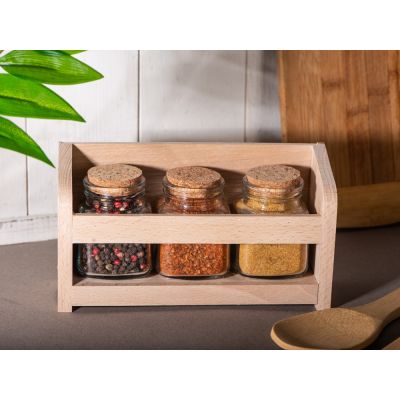Набор Delicio из трех специй в подставке из бука-12
