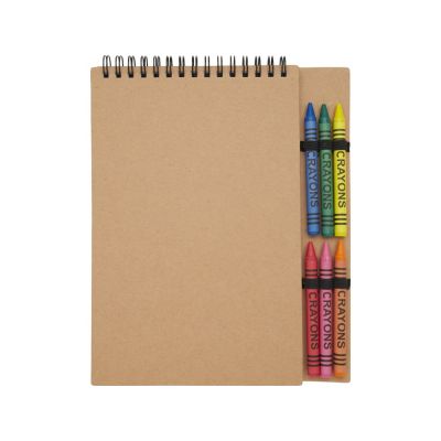 Doodle блокнот формата А5 с мягкой обложкой на спирали и набор мелков - Натуральный-1
