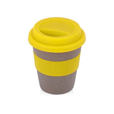 Стакан с силиконовой крышкой Cafe, желтый-0