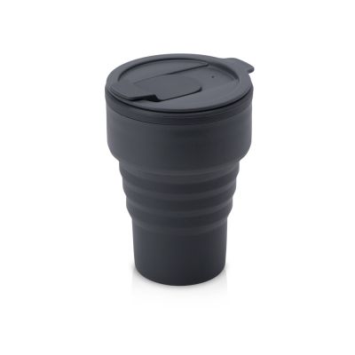 Силиконовый складной стакан GoCup, темно-серый-0