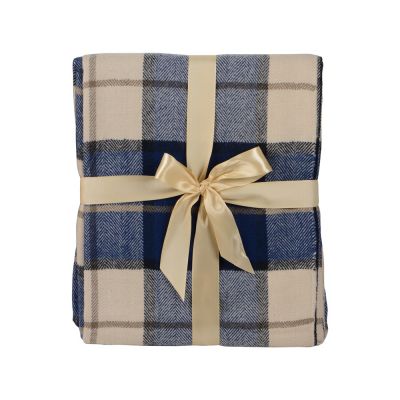 Плед акриловый в клетку Tartan, синий-2
