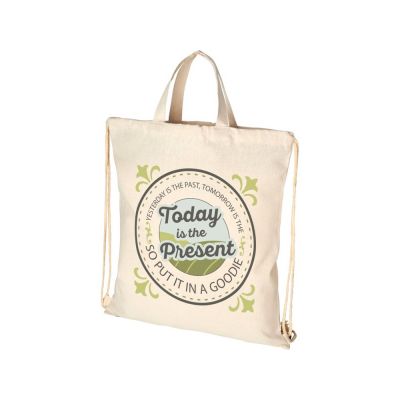 Рюкзак со шнурком Pheebs из 210 г/м2 переработанного хлопка, натуральный-3