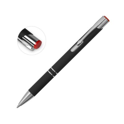 Ручка металлическая шариковая Legend Mirror Gum софт-тач с цветным слоем, черный / красный-1