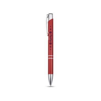 Алюминиевая шариковая кнопочная ручка Moneta, синие чернила, красный-2
