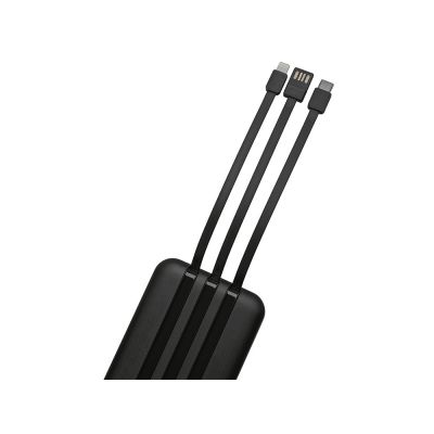 Магнитный беспроводной внешний аккумулятор со встроенными кабелями Мэни,быстаря зарядка, 10000 мАч, черный-5