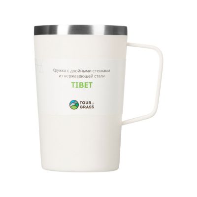 Стальная кружка с двойными стенками и порошковым покрытием Tibet, белый-3