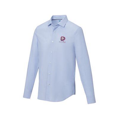 Cuprite Мужская рубашка с длинным рукавом, изготовленная из натуральных материалов, которые отвечают стандарту GOTS - Светло-синий-6