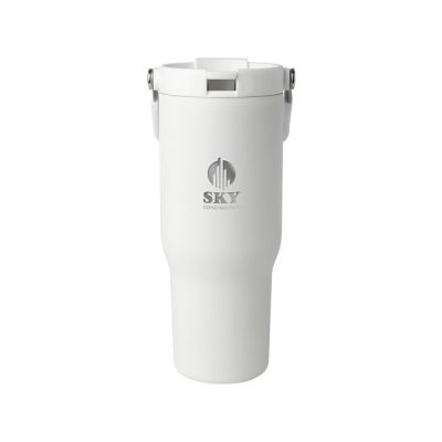 Термостакан Bronx объемом 900 мл из меди и переработанной нержавеющей стали, сертифицированной по стандарту RCS, с вакуумной изоляцией и крышкой с двойной функцией - Белый-7