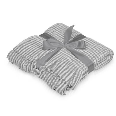 Акриловый плед Harp 130x180 см, белый/холодный серый-0