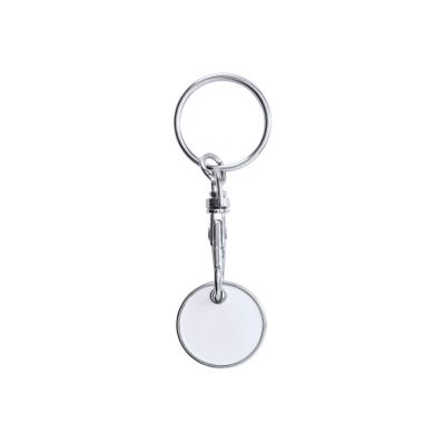 Брелок с монетой для тележки супермаркета, белый-1