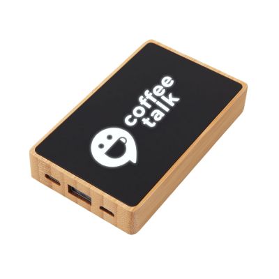 Внешний аккумулятор с подсветкой лого Reedia S2, 5000 mAh, бамбук, черный-0