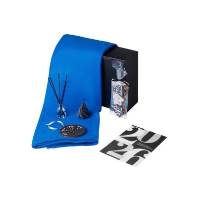 Подарочный набор с пледом, свечой и диффузором, синий-1