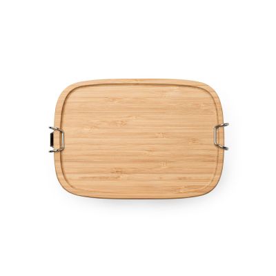 Ланч-бокс DAIKON из нержавеющей стали 304 с бамбуковой крышкой, серебристый/бежевый-6