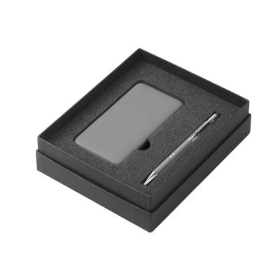 Подарочный набор c ручкой и повербанком 10000 mAh, серый-1