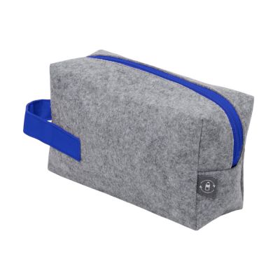 Органайзер для электроники и проводов Felt из RPET-фетра с ручкой, серый с синим-3