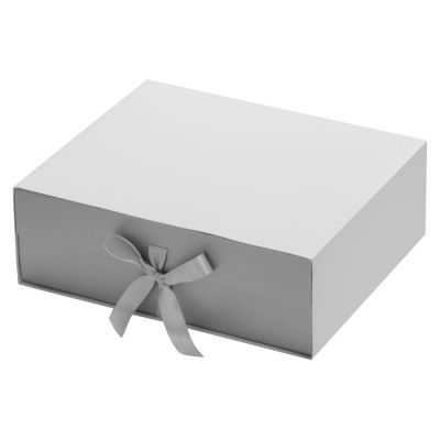 Коробка разборная на магнитах с лентами, серебристый-6