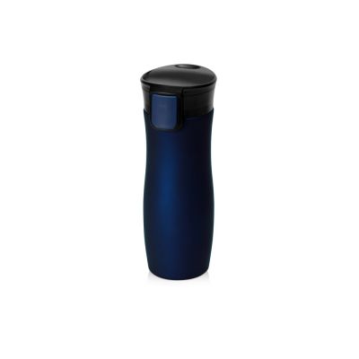 Вакуумная термокружка с кнопкой Streamline, Waterline, soft-touch, тубус, темно-синий-0