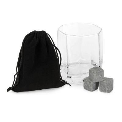 Набор для виски: 1 бокал, 3 камня, мешочек, коробка-0