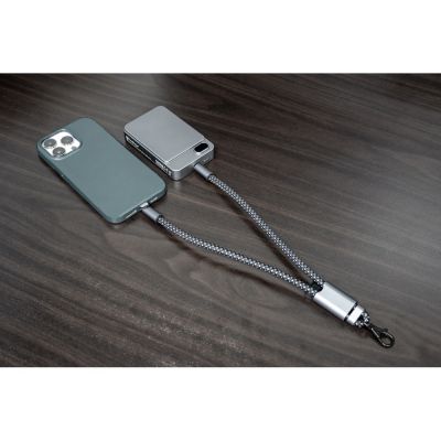 Ремешок-держатель для телефона с зарядным кабелем USB-C - USB-C Lany Wristband Charge Eco, серый-16