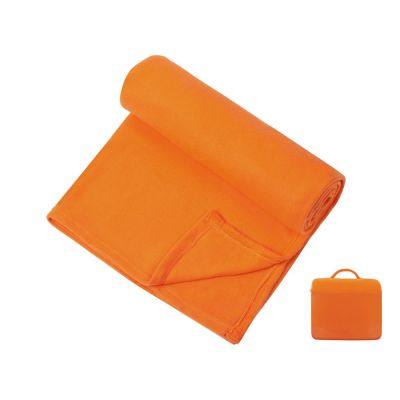 Плед для путешествий Flight в чехле с ручкой и карманом, оранжевый-0