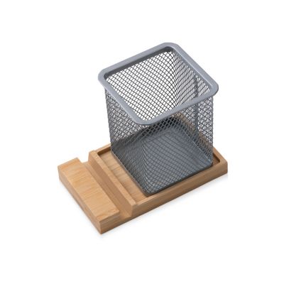 Подставка для ручек и телефона Fika, натуральный/серый-0