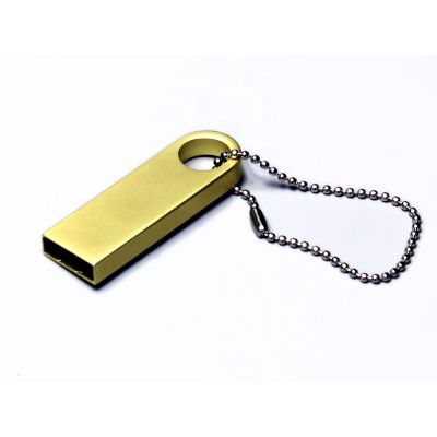USB 2.0-флешка на 128 Гб с мини чипом и круглым отверстием, золотистый-0