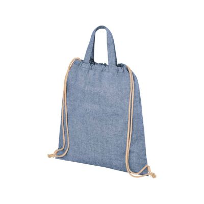 Рюкзак со шнурком Pheebs из 210 г/м2 переработанного хлопка, синий меланж-2