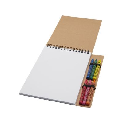 Doodle блокнот формата А5 с мягкой обложкой на спирали и набор мелков - Натуральный-3