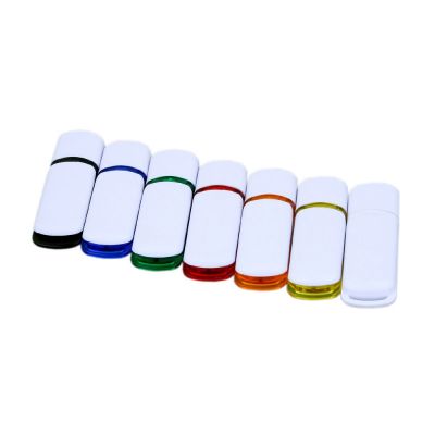 Флешка промо прямоугольной классической формы с цветными вставками, 4 Гб, белый/черный-3