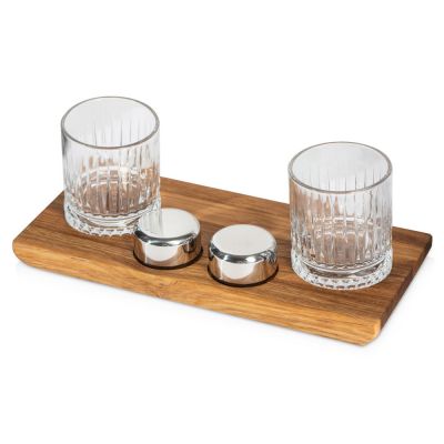 Набор для виски и коктейлей на подставке из дуба Savour-0