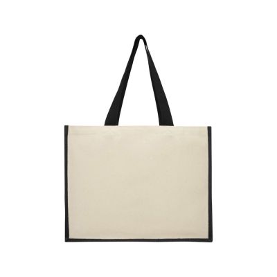 Сумка-тоут Varai для покупок из холщового хлопка и джута (плотность 320 г/м2), черный-2